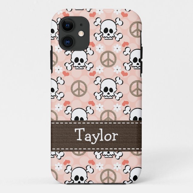Coques Case-Mate iPhone Crâne rose et os croisés (Dos)