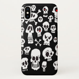 Coque iPhone X Crânes de dessin amusants tirés à la main