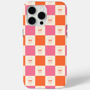 Coque iPhone 15 Pro Max Crânes de tableau de bord en rose, orange et crème