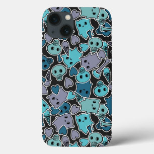 Coques Pour iPhone Crânes, et coeurs sur l'arrière - plan noir 2