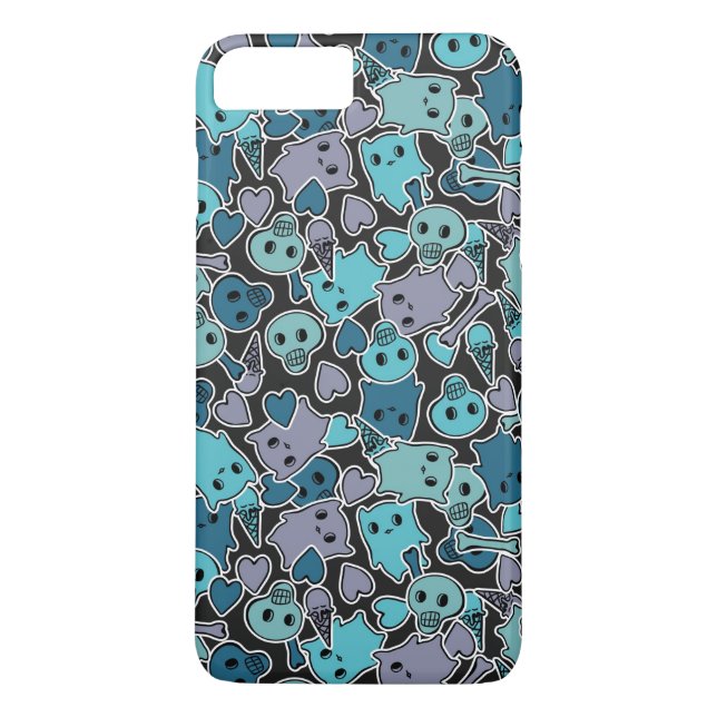 Coques Case-Mate iPhone Crânes, et coeurs sur l'arrière - plan noir 2 (Dos)