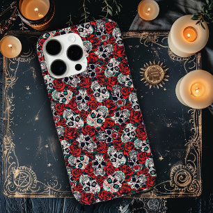 Coques iPhone 16 Pro Max Crânes et roses rouges