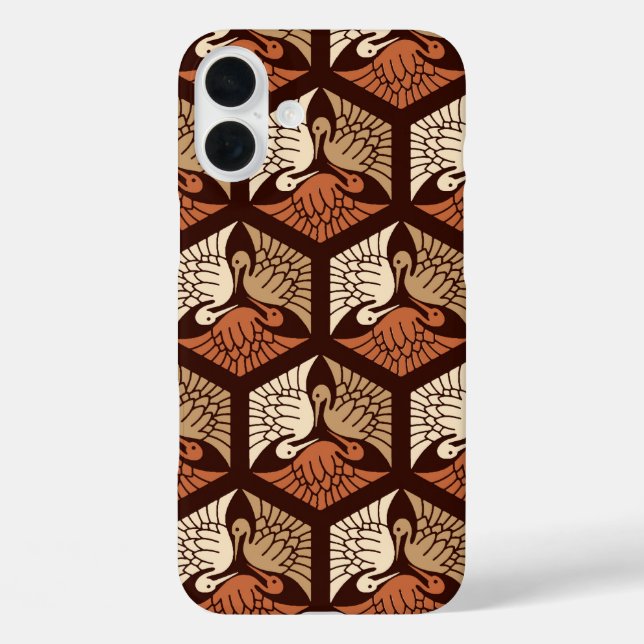 Coques Case-Mate iPhone Cranes japanese, Tan, Rust & Chocolate Brown (Verso)