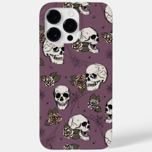 Coque Pour Pour iPhone 14 Pro Max Crânes pourpres vintages et Roses