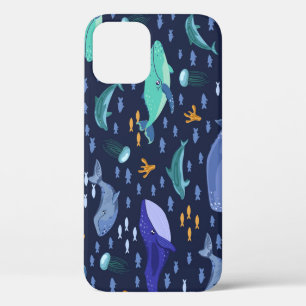 Case-Mate iPhone Case Créatures marines : baleines, méduses motif.