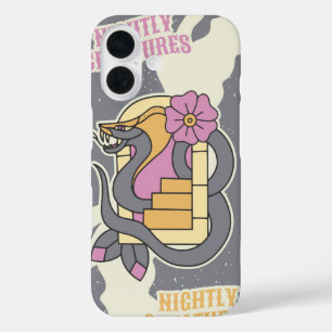 Coques iPhone 16 Créatures nocturnes - Style de tatouage serpent