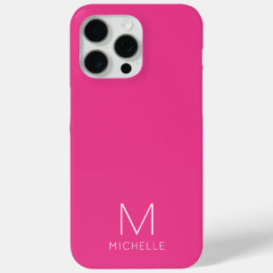 Coque iPhone 15 Pro Max Créez votre propre monogramme Modèle moderne rose