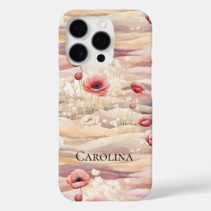 Coques iPhone 16 Pro Crème Bourgogne Florale Pré de printemps
