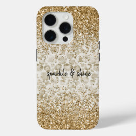 Case-Mate iPhone Case Crème Empreinte de léopard Glitzy Gold Sparkle