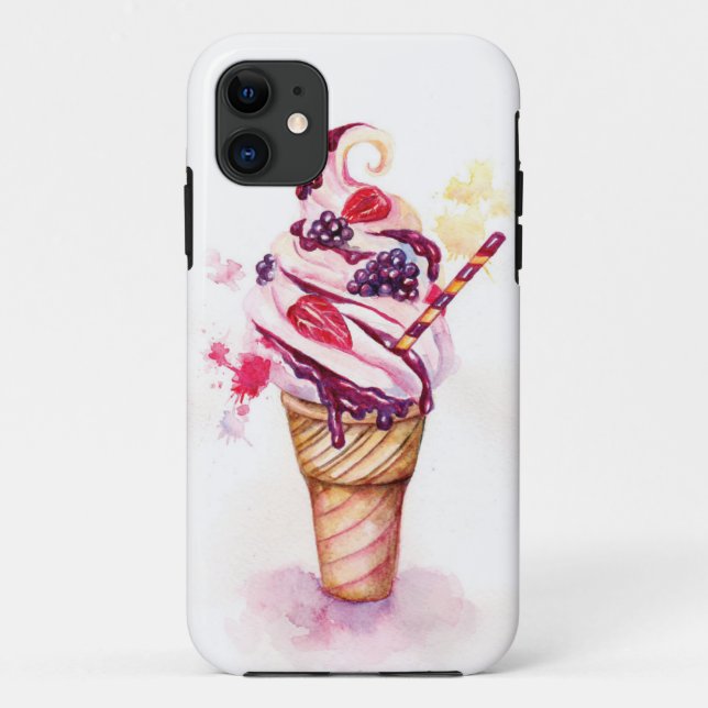 Coques Case-Mate iPhone Crème glacée avec la fraise et la mûre (Dos)