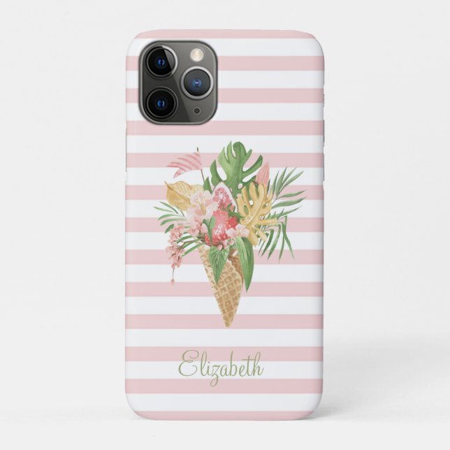 Coques Case-Mate iPhone Crème glacée, Fruit Feuille tropical, Grès roses (Dos)