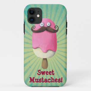 Coques Pour iPhone Crème glacée rose avec des moustaches