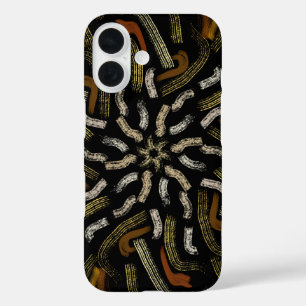 Coques iPhone 16 Crème Jaunes Dorés Motif Râpé Sur Fond Noir