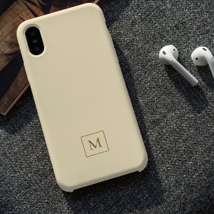 Coque Pour iPhone 14 Crème moderne minimal élégant Monogramme initial