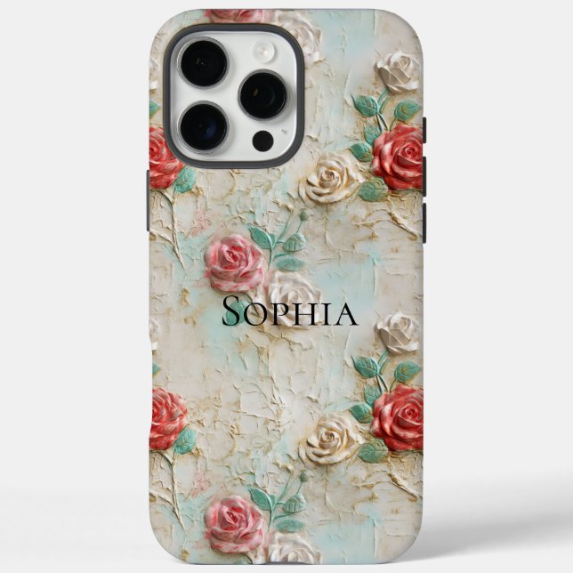 Coques Case-Mate iPhone Crème rouge rose Rose Floral (Verso)