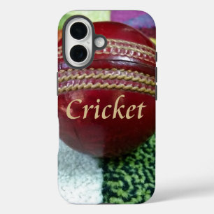 Coques iPhone 16 Cricket : Red Hard Ball Art Print