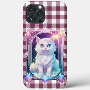 Case-Mate iPhone Case Cristal Chat Violet Noir Plaid Cute Blanc Kitten