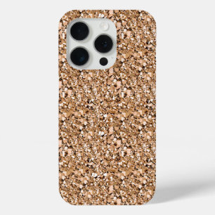 Coque iPhone 15 Pro cristal druzy - couleur or rose