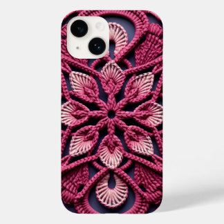 Coque Pour iPhone 14 Crochet Carré rose blanc rouge coloré Granny