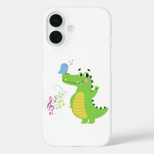 Coques iPhone 16 Crocodile enjoué profitant de la mélodie d'un oise