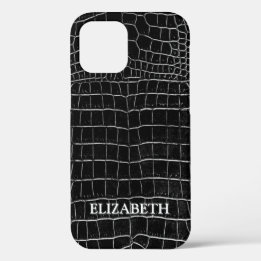 Case-Mate iPhone Case Crocodile noir Crocodile Cuir Nom personnalisé