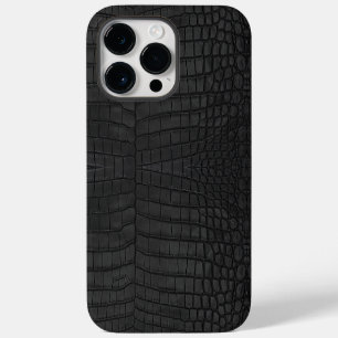 Coque Pour Pour iPhone 14 Pro Max Crocodile noir en cuir imprimé