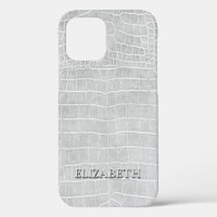 Crocodile Pearl Gray Faux Leather Personnaliser le