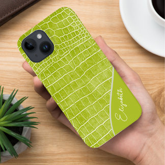 Coque Pour iPhone 14 Crocodile vert de Chartreuse Personnalisé