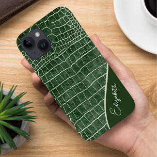 Coque Pour iPhone 14 Crocodile vert personnalisé