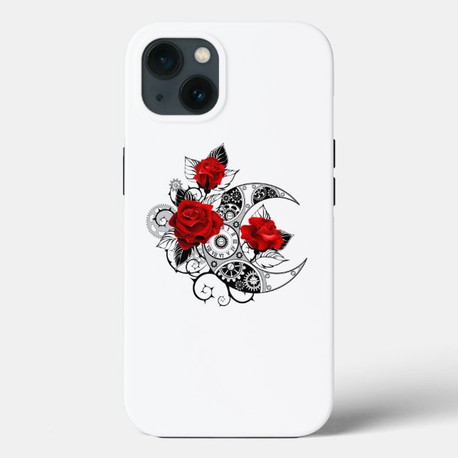 Coques Case-Mate iPhone Croissant mécanique avec roses rouges (Verso)