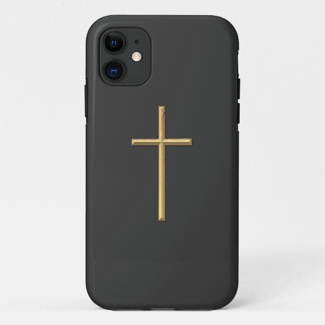 Coques Case-Mate iPhone Croix "3-D" d'or (Dos)