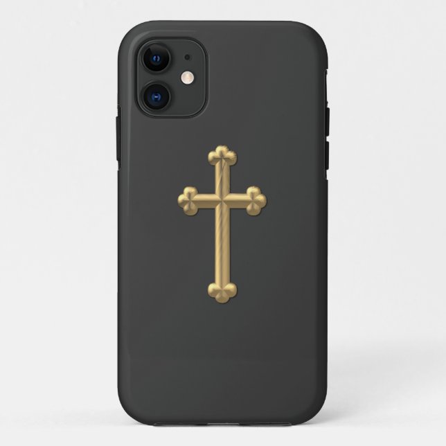 Coques Case-Mate iPhone Croix "3-D" en or 2 (Dos)