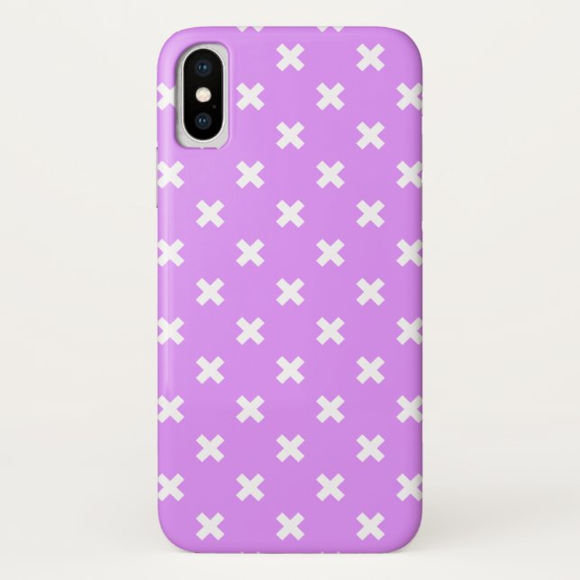 Coques Case-Mate iPhone Croix blanches sur lilas (Dos)