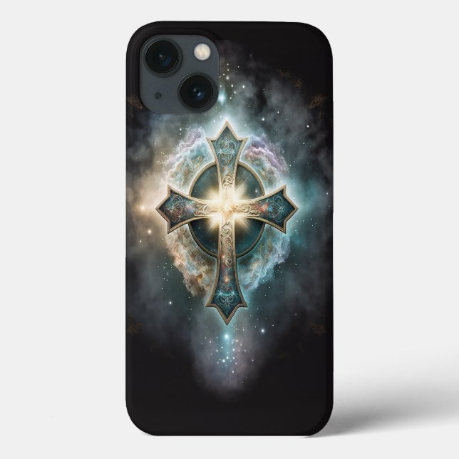 Coques Case-Mate iPhone Croix chrétienne céleste (Verso)