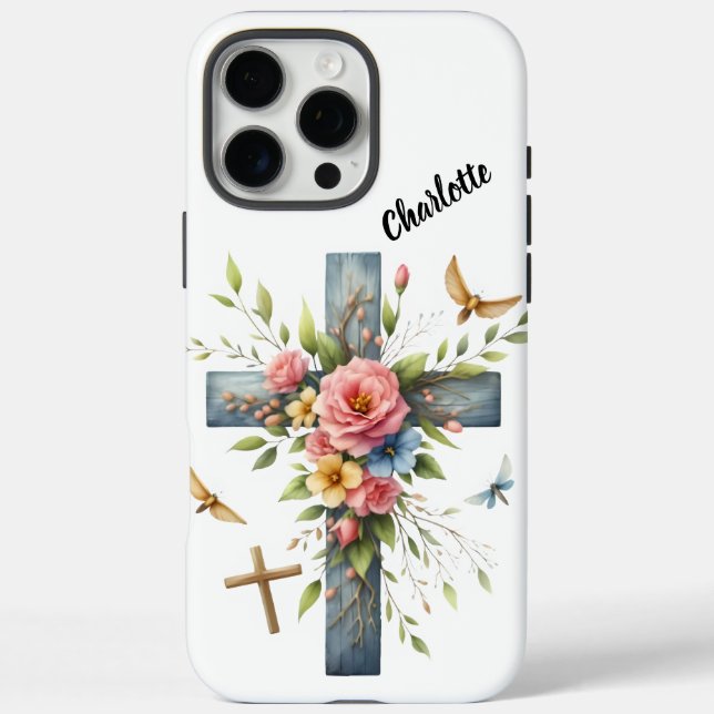 Coques Case-Mate iPhone Croix Chrétienne Entouré Delicate Printemps Blosso (Verso)