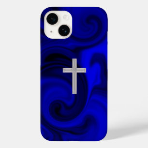 Coque Pour iPhone 14 Croix cristalline noire haute résolution