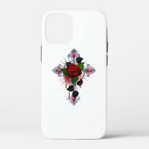 Case-Mate iPhone Case Croix d'argent avec une rose rouge
