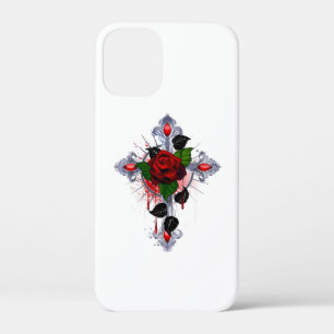 Case-Mate iPhone Case Croix d'argent avec une rose rouge
