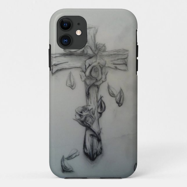 Coques Case-Mate iPhone Croix et roses rocailleux (Dos)