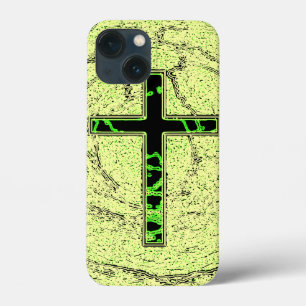 Case-Mate iPhone CASE CROIX NOIRE ET VERTE AVEC ARRIÈRE - PLAN EN MARBRE