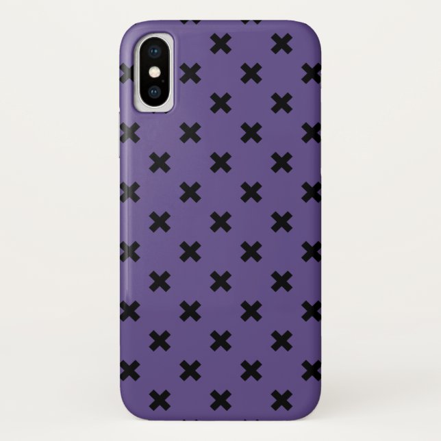 Coques Case-Mate iPhone Croix noire sur ultra violet (Dos)