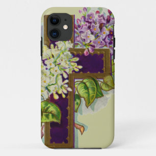 Coques Pour iPhone Croix pourpre avec des fleurs