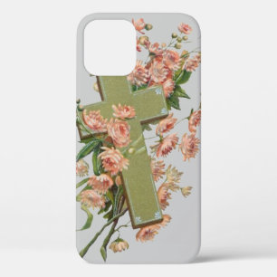 Case-Mate iPhone Case Croix verte avec fleurs roses