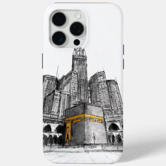 Coque iPhone 15 Pro Max Croquis de Kaaba Makkah Art islamique - Cadeaux mu