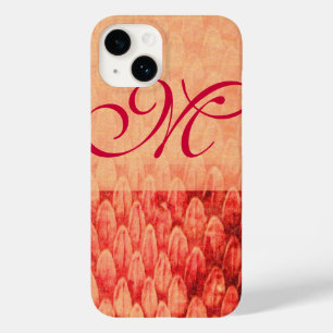 Coque Pour iPhone 14 CROTALUS MONOGRAM rouge rose fuchsia
