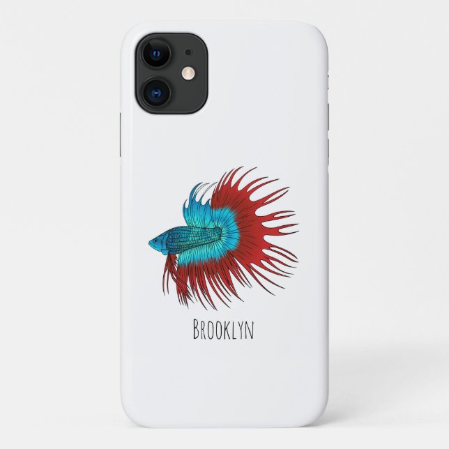 Coques Case-Mate iPhone Crowntail betta fish dessin animé (Dos)