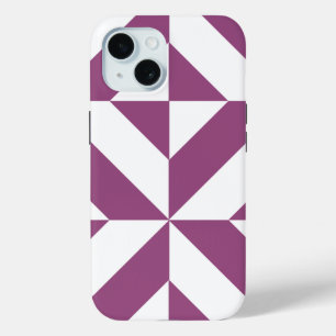 Coque Pour iPhone 15 Cube Déco géométrique violet chaud