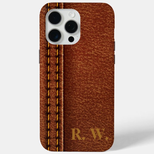 Coques Case-Mate iPhone Cuir Brown Comme Monogramme (Verso)