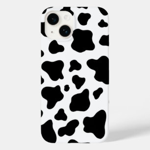 Coque Pour iPhone 14 Cuir de vache faux noir et blanc chic