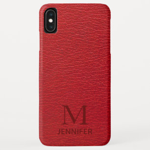 Case-Mate iPhone Case Cuir Monogramme Personnalisé Nom Rouge Texturé